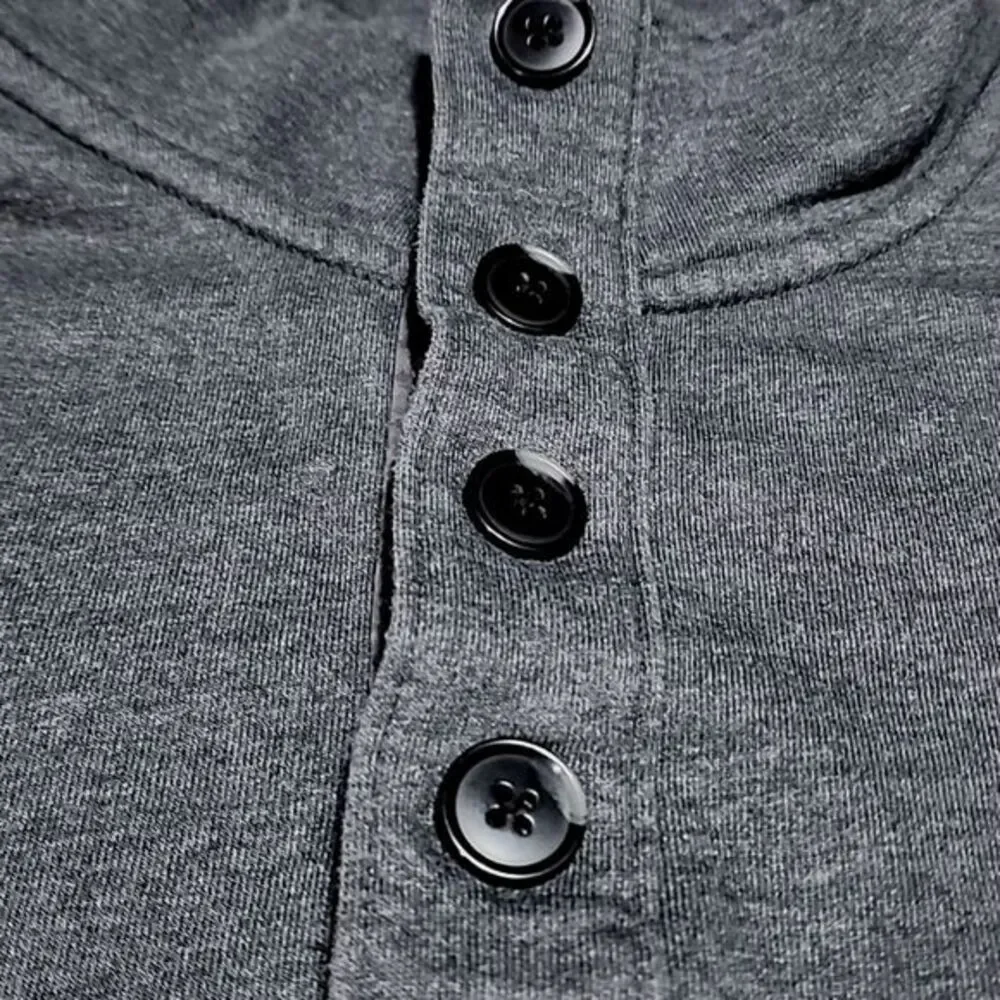 J.Crew Authentic Fleece Pullover Mens Mock Neck‎ Henley Charcoal Gray XL